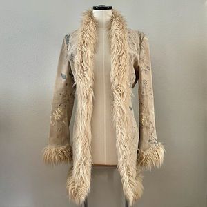 Vintage Wilsons Leather Maxima Penny Lane Suede Shaggy Fur Trim Lined Coat